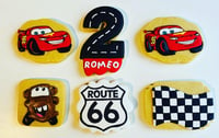 Image 1 of CARS themed birthday set of 6 biscuits 