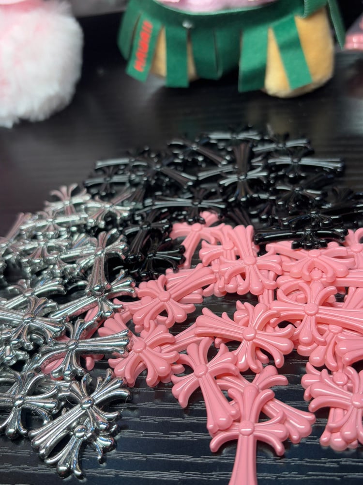 Image of cross chrome heartz charms