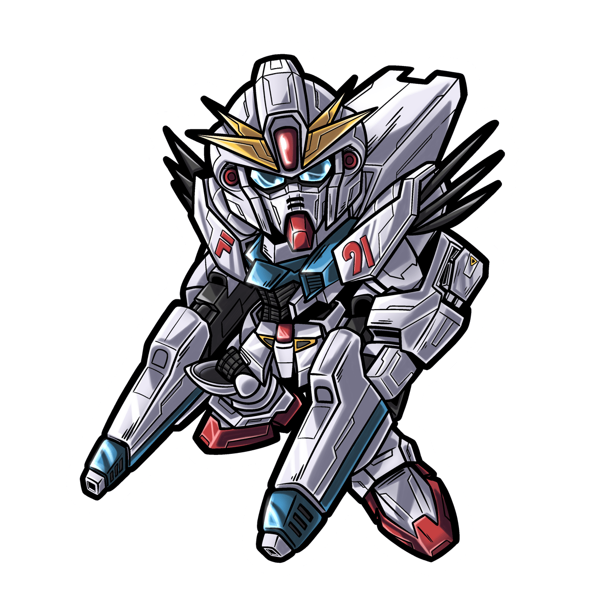 Gundam F91 chibi sticker | Spumoni Toys Co.