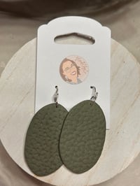 Image 1 of Green Leather Effect Oval