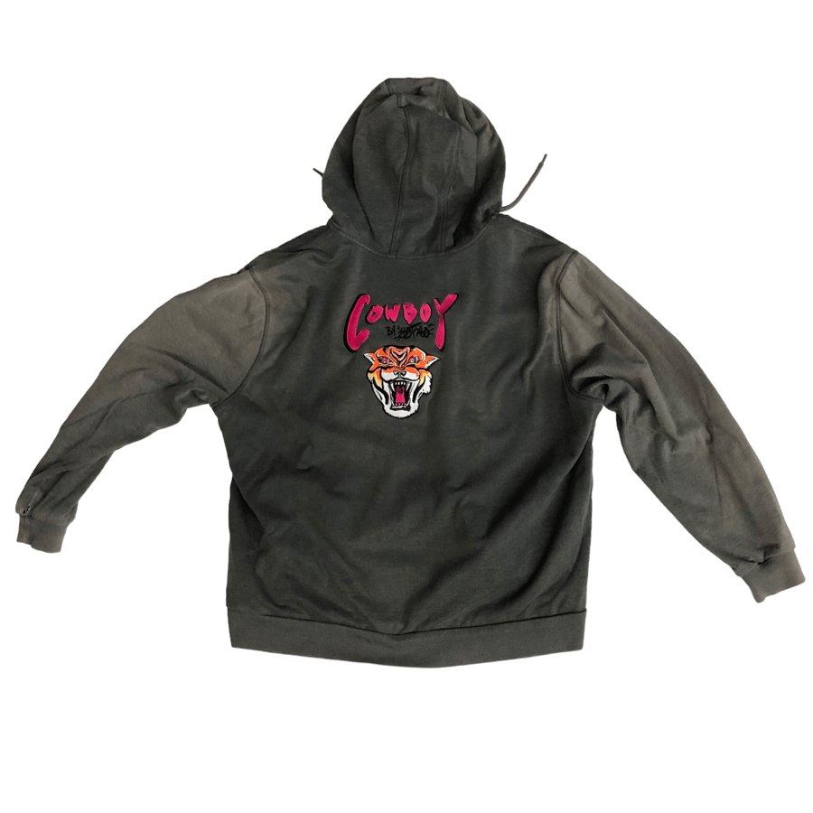 Image of Cowboy Tiger Embroidery zip up hoodie