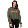 Green AIW Red Logo Crop Hoodie