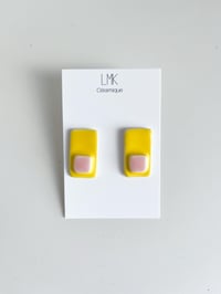 Paire de boucles d'oreilles céramique TOTEM RECTANGULA COLLA PM jaune et rose