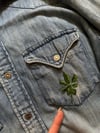 hand embroidered Grateful Dead marijuana antique Americana denim snap shirt 