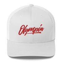 Image 1 of Olympia Text Low Profile Trucker Cap