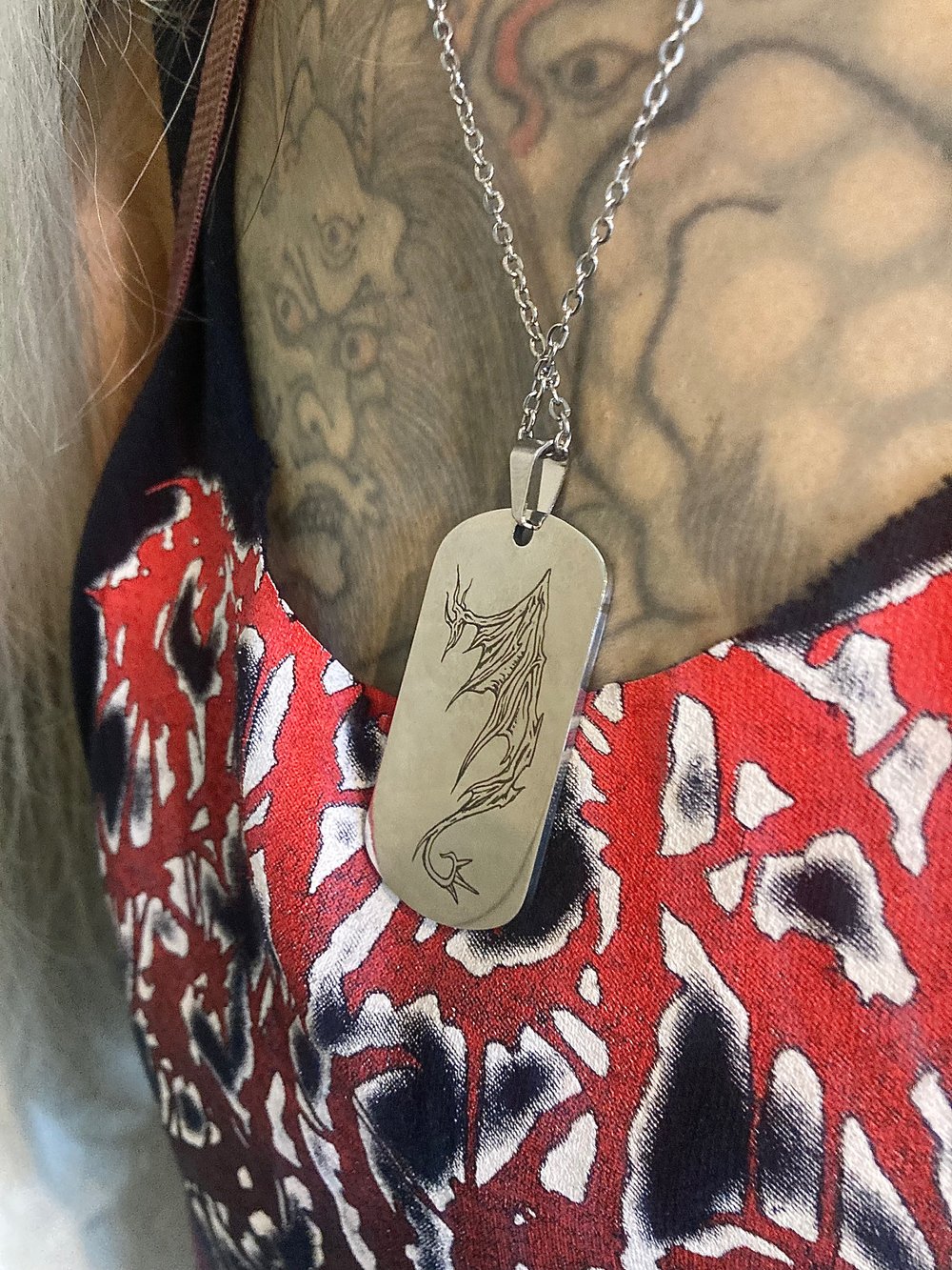 Engraved Dragon Wing necklace 