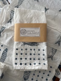 Image 1 of Fish & Dots Pattern Tea Towels (SET OF 2) - Hand Stamped