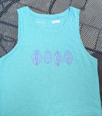 Image 2 of Teal-blue tank top w purple vulvas