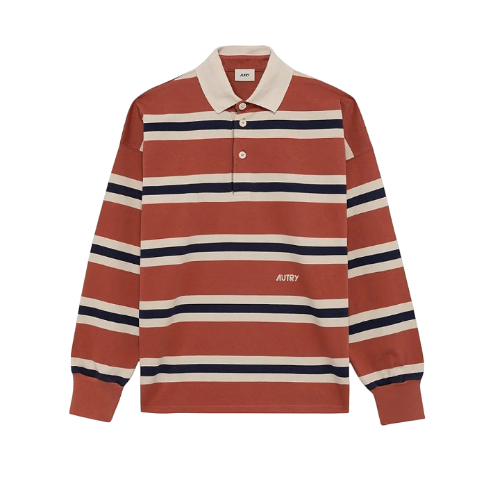 Image of AUTRY STRIPED RUGBY POLO RED