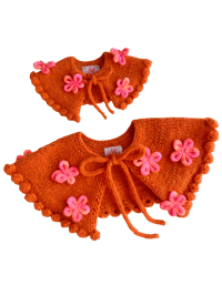 Image 1 of Orange Flower Bubble Collar Matching Set