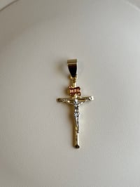 Image 2 of Men's Gold Plated Two Tone Small Cross (Pendant Only)