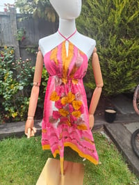 Image 2 of Havana Halter Dress- classic statement holiday piece- one size - PINK/CORAL