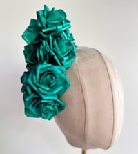 Image 3 of Teal roses headpiece