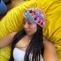 circle stitched beanie hat 