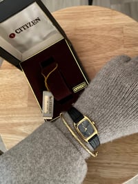 Image 5 of RARE Vintage Black Genuine Leather Watch Citizen- New in Box with tag 🏷️ 