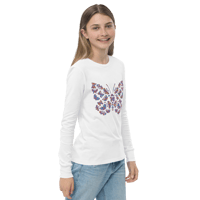 Image 1 of girls Youth long sleeve tee (Butterfly)