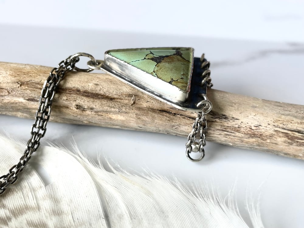 Handmade Treasure Mountain Turquoise Silver Pendant 925