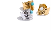 Image 3 of MORA 18ct Gold Plated Hammered Turquoise Ring