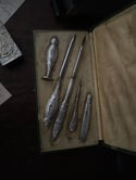 Parure d’écriture, ensemble de bureau, plaqué argent, fin XIXème