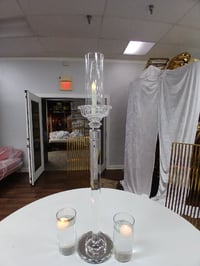 Image 4 of 28″ Tall Crystal Glass Wedding Candelabra Flower Rack Plymouth Pedestals Centerpiece Stand 