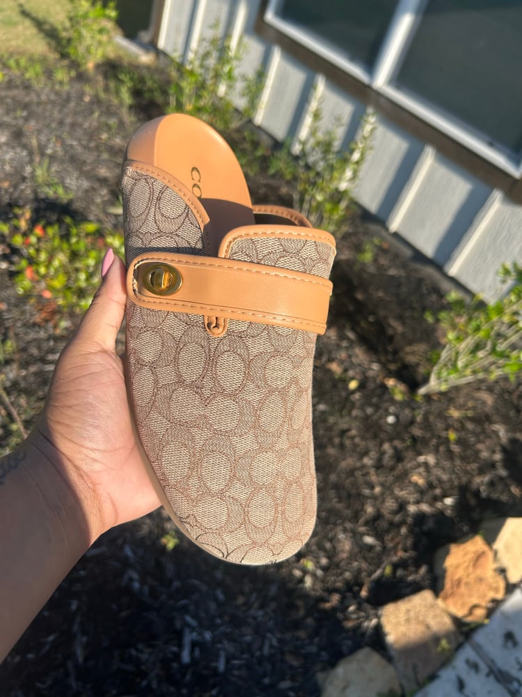 Tan Coach Clogs 