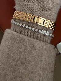 Image 5 of Vintage Gold Tone Wittnauer Gold Tank Style Watch 