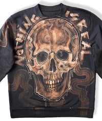Image 2 of “NOTHING IS REAL” CUSTOM BLEACH PAINTED PULLOVER SWEATER XL