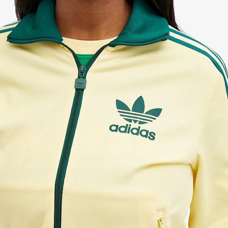 Adidas green and outlet yellow track top