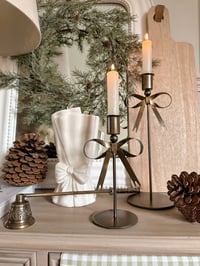 Image 1 of Brass Bow Candlesticks ( Set or Singles )