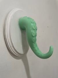 Image 2 of Minty green tentacle on white base jewelry holder