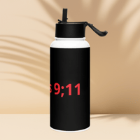 Image 6 of Stainless steel water bottle with a straw lid (Psalms 9;11 Black and Red)