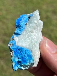 Image 15 of Cyanotrichite On Green Fluorite Matrix Specimen | Guizhou China #2925