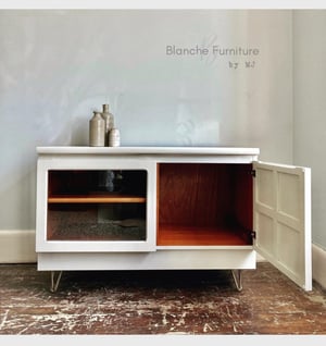 Image of TV / Media Sideboard in Off White on Hairpin legs, by Nathan 