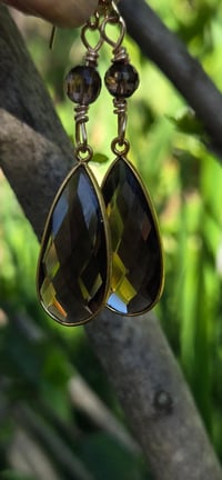 Image 4 of Slim Smoky Teardrop Earrimg