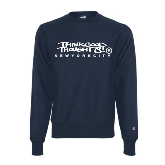 Image of Original logo Champion Reverse Weave Crewneck - Navy