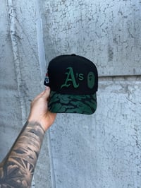 Image 4 of RED BRIM TRI TONE OAKLAND ATHLETICS CUSTOM FITTED CAP