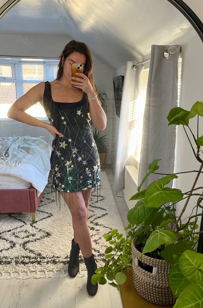 The Starry night Dress. Star embellished tulle velvet dress