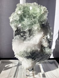 Image 1 of 12.3lb YGX Octahedral Fluorite with Quartz Crystal Specimen