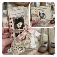 Image 1 of Junk Journal lace samples spool book full of vintage French lace samples