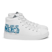 Image 4 of YOU JUST GOT MERC'D (White) - Men’s high top canvas shoes