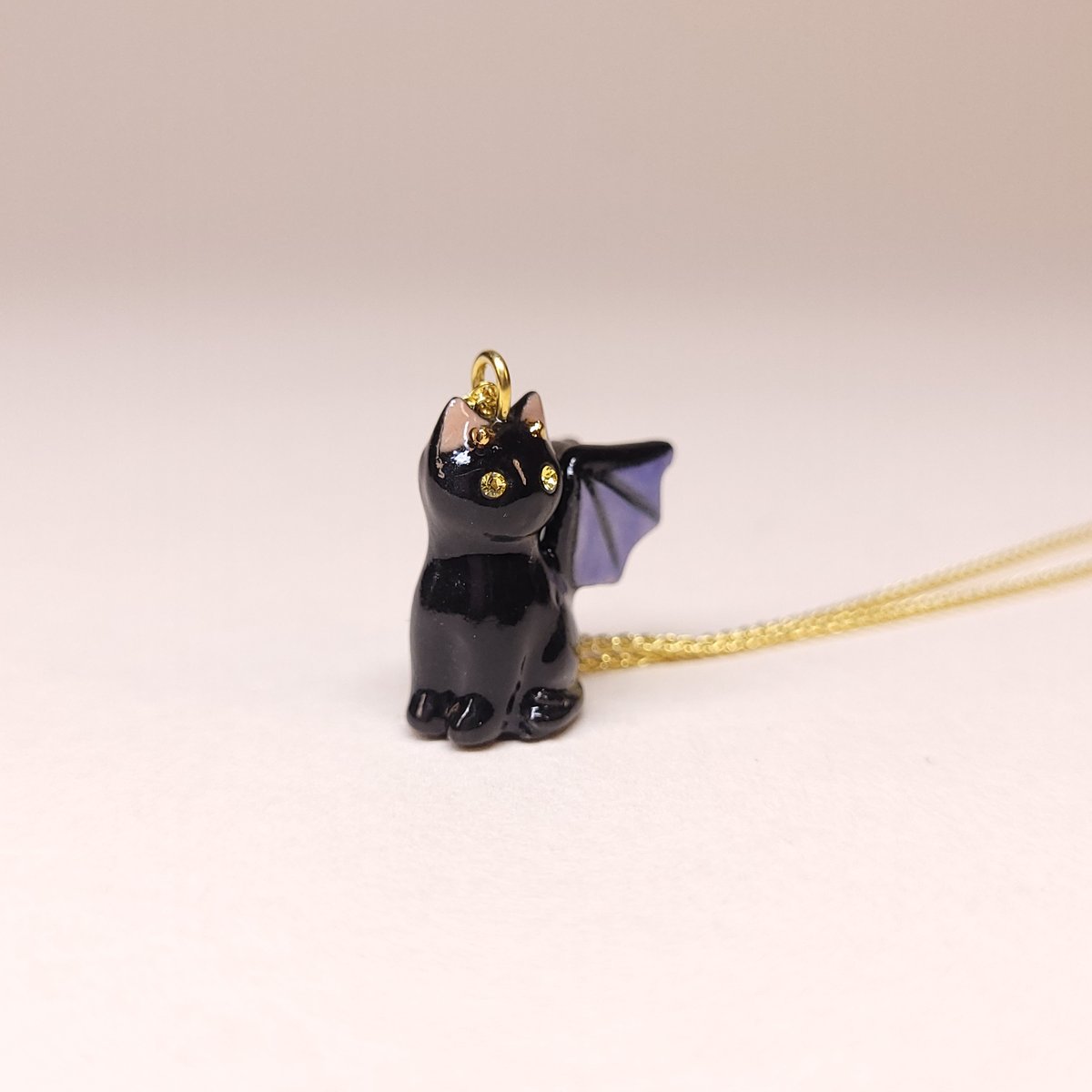 Image of Black Dragon Porcelain & Gold Vermeil Pendant