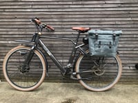 Image 4 of Waterproof grey motorcycle bag in waxed canvas Saddle bag bicycle bag bike accessories