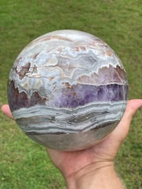 Image 17 of Large Amethyst With Mexican Lace Agate Sphere Statement Piece #449