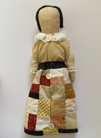 Image 2 of Grace - Folk doll with patchwork skirt and brooch 