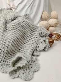 Image 3 of Light grey photoshoot knitted blanket | photo props
