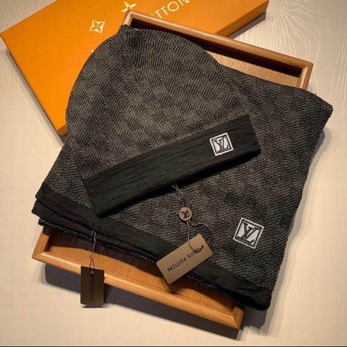 lv beanie and scarf set