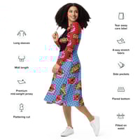 Image 1 of All-over print long sleeve midi dress