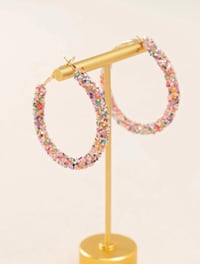 Image 2 of Sequin Colorful Hoop Earrings 