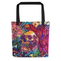 Image 2 of "Australian flowers skull embroidery" tote bag