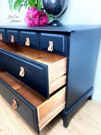 Image 5 of Stag Minstrel Chest Of Drawers painted in black with leather handles 